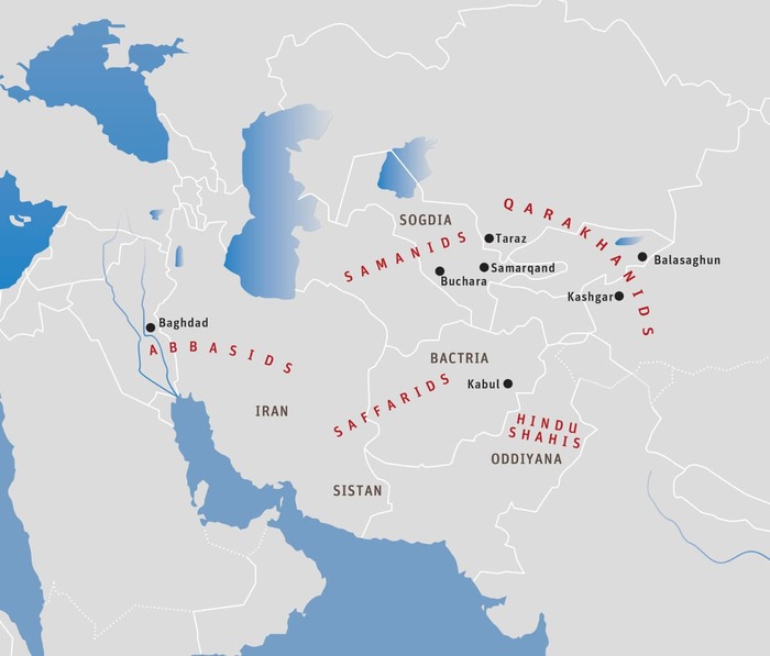 Karte 23: Das südliche Zentralasien, Ende des 9. Jahrhunderts