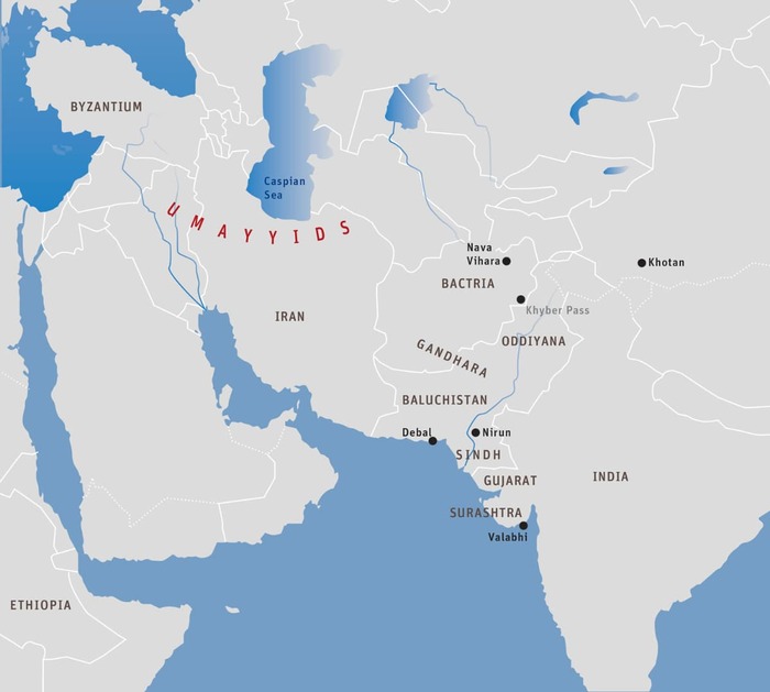 Карта 8: Военная кампания Омейядов против Синда и Бактрии