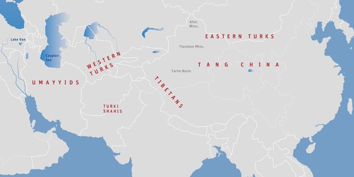 پانچواں نقشہ: وسطی ایشیا، بنو امیہ کا ابتد ئی دور