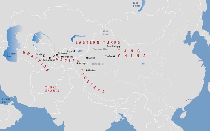 الخريطة العاشرة: آسيا الوسطى، نحو ٧٢٠ م