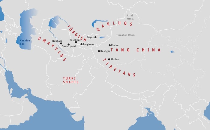 الخريطة الحادية عشرة: آسيا الوسطى، نحو ٧٢٥ م