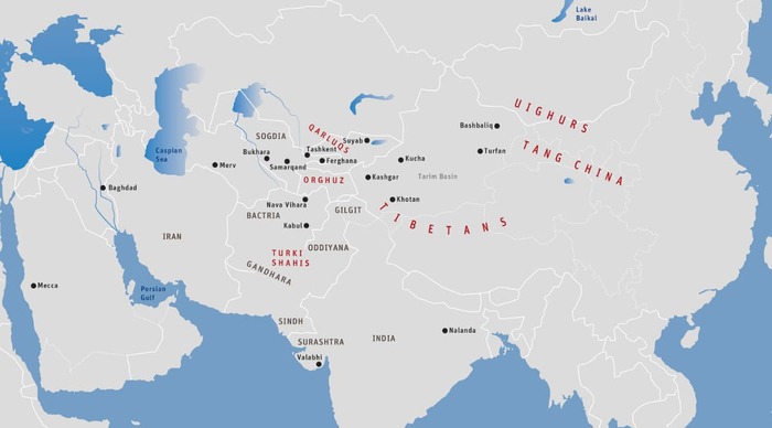 الخريطة السابعة عشرة: آسيا الوسطى، أواخر القرن الثامن