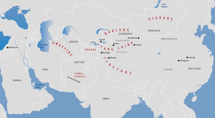 الخريطة الخامسة عشرة: آسيا الوسطى، عشية الفترة العباسية